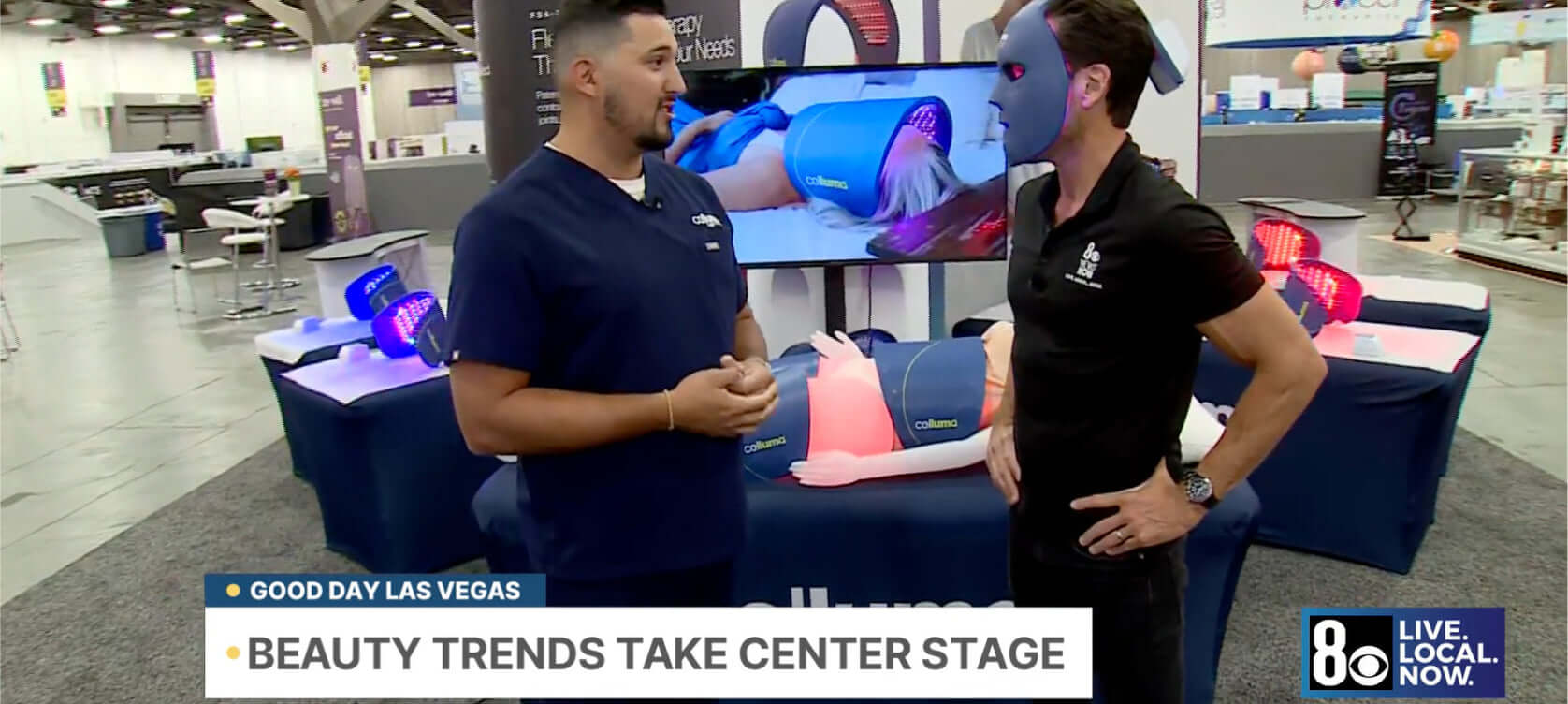 Celluma's Sean McPhillips gets interviewed by CBS Las Vegas at the Be+Well Show at the Las Vegas Convention Center