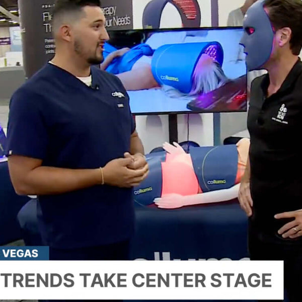 Celluma's Sean McPhillips gets interviewed by CBS Las Vegas at the Be+Well Show at the Las Vegas Convention Center
